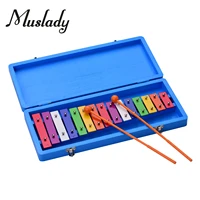 muslady 15 keys glockenspiel xylophone colorful early educational musical percussion instrument with case mallets