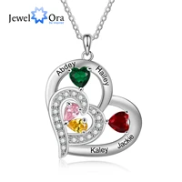 jewelora personalized 1 6 name engraving heart pendant classic custom diy birthstone necklace anniversary gift for her