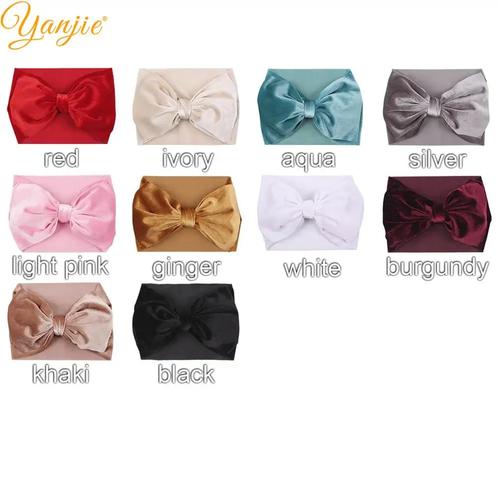 7 дюймов банты для волос бархатная повязка на голову широкие однотонные мягкие