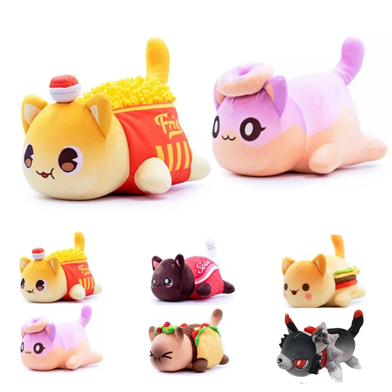 

Meemeow Aphmau Plush Meemeows Food Cats Plushie Bunle Ahpmau French Fries Burger Pillow Plush Toys Kawaii Cute Plushy Cats Doll