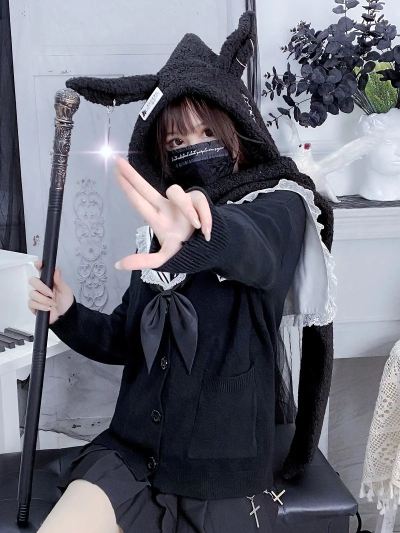 Обувь в японском стиле Харадзюку для девочек длинные шапка с заячьими ушами