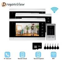 dragonsview wifi intercom video door phone wireless motion record 7 inch monitor 3 apartments 720p camera doorbell home security