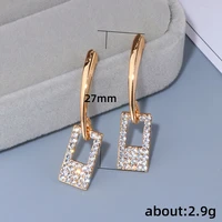 luxury geometric shape stud earrings rose gold color cz for women daily wear elegant female stylish jewelry gift n3d502
