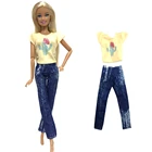 Наряд NK для куклы, современная одежда, модная желтая рубашка + брюки для куклы Барби, аксессуары для кукол, детские игрушки, подарок для девочки, 282 г, 6X