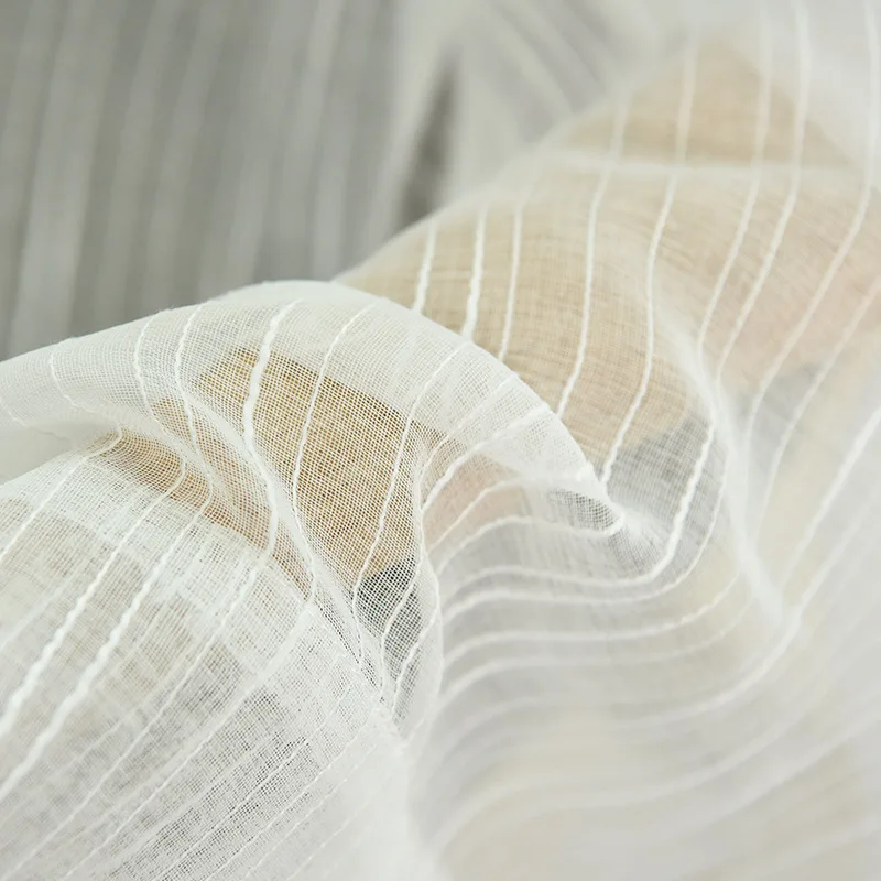 

Japanese Linen Stripe Sheer Tulle Curtains For Living Room Bedroom Window Drapes Balcony Kitchen Screens Tulle Curtains Cortinas