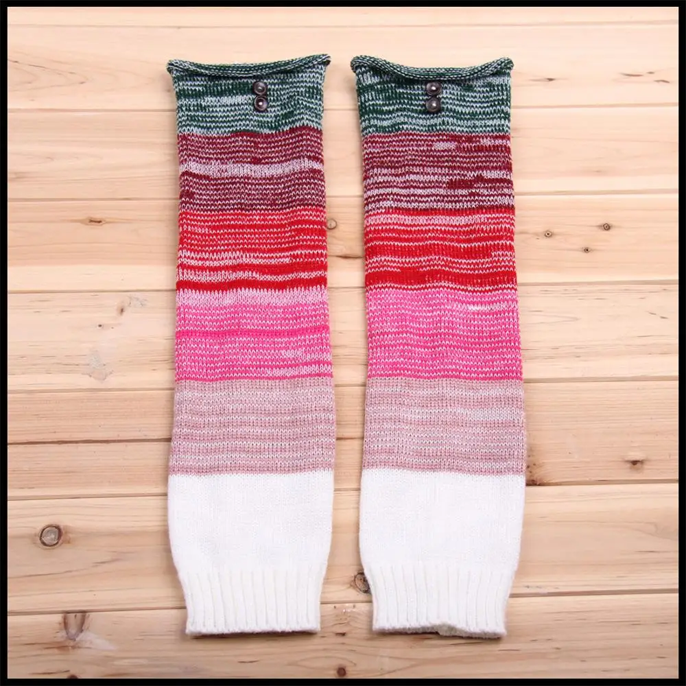 Модные гетры 1 шт. женские теплые зимние вязаные Разноцветные до колена крючком