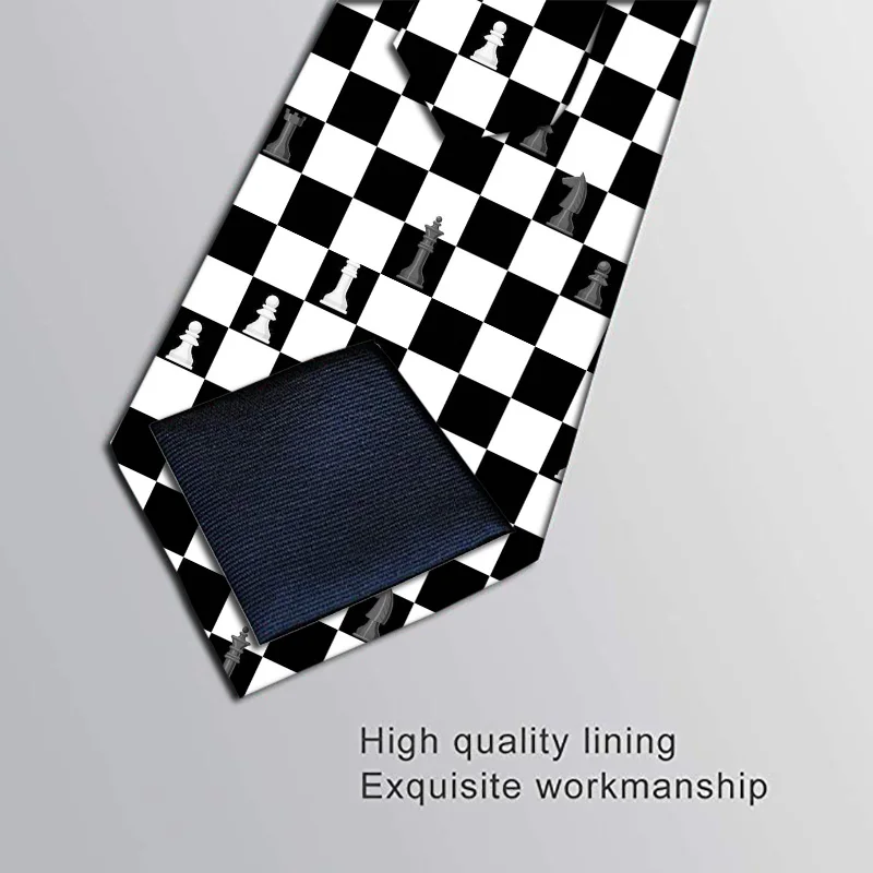 

Fashion Chess 8cm Men Tie Funny Chessboard Casual High-quality Polyester Tie Party Wedding Business Gentleman Accessories Tie