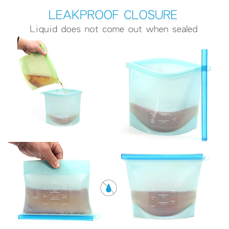 Набор многоразовых силиконовых эластичных крышек из 6 и пакетов для хранения