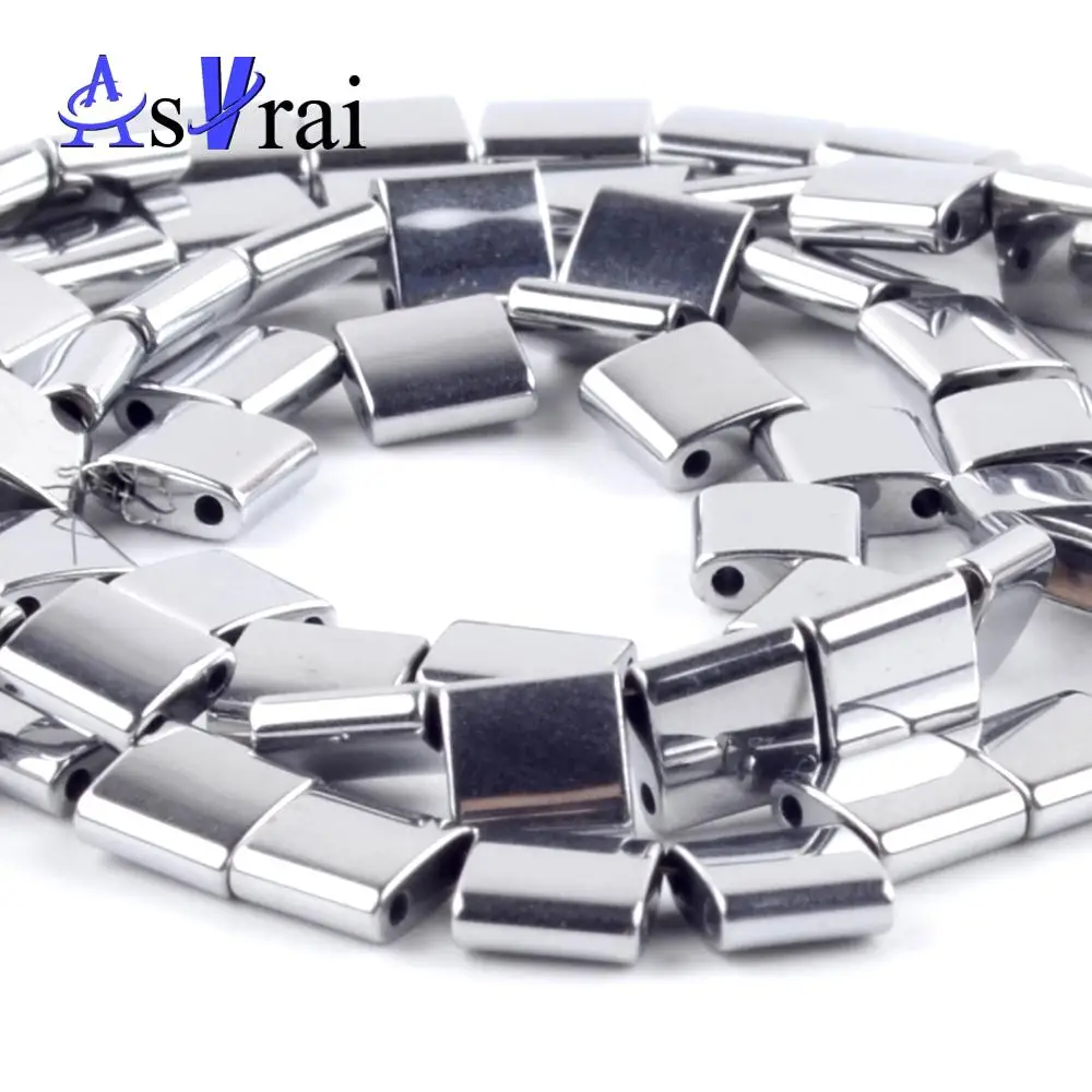 Натуральные бусины квадратной формы с двойным отверстием для ювелирных изделий