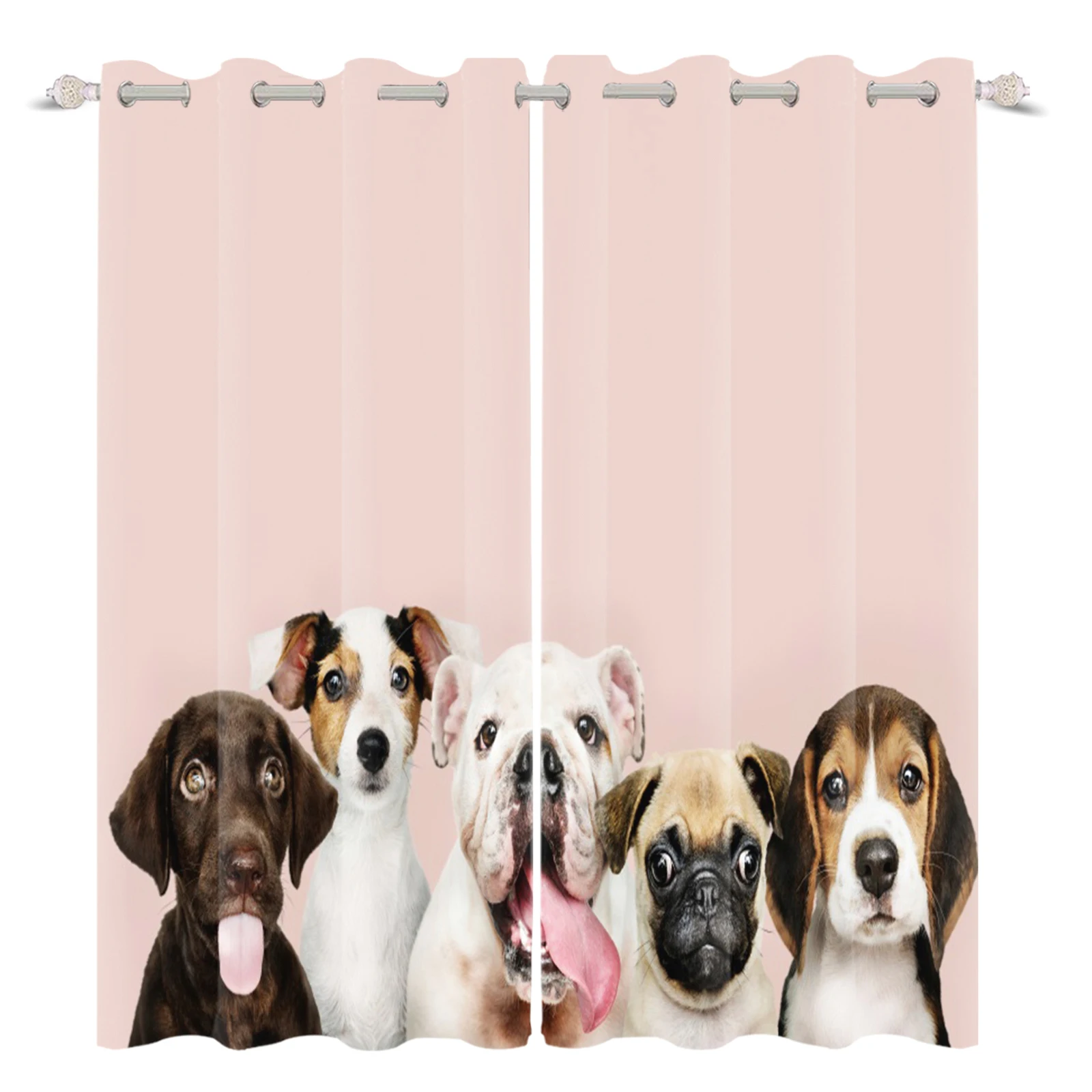 

Laeacco Cute Dogs Pug Bulldog Pattern Printing Sunshade Curtains Suitable For Living Room Children Bedroom 100% Polyester