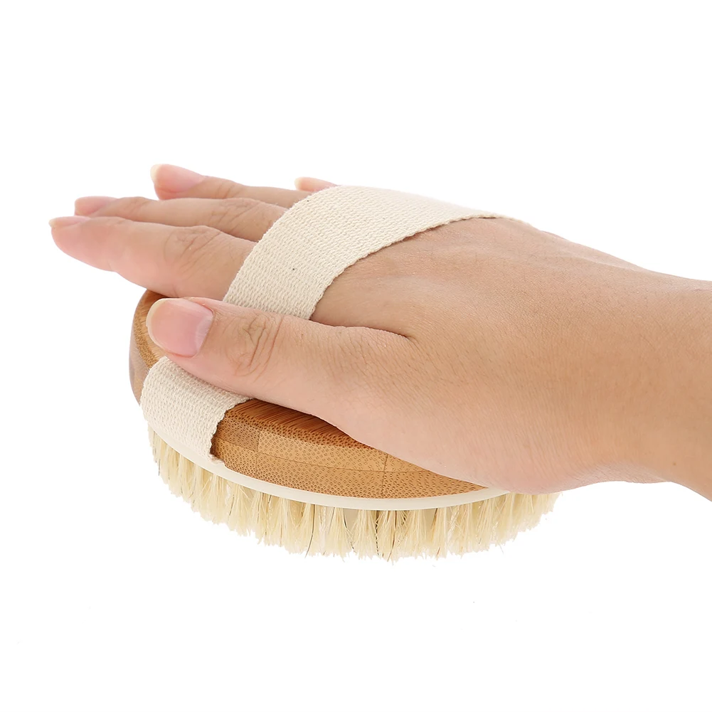 Сухой кисти мягкие кабан щетины уход за кожей тела щетка круглая бамбука
