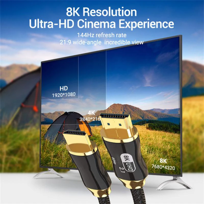 8K @ 60H HD кабель 48 Гбит/с 3D видение волоконно оптический HDMI совместимый адаптер для