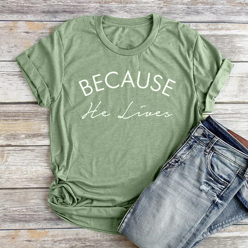 Футболка унисекс из хлопка с изображением Иисуса и надписью Why He Lives|Футболки| |