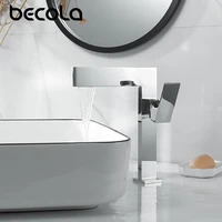 becola countertop chromeblack mixer waterfall decorate bathroom brass basin faucet hotcold water sink crane tap br 2018a118