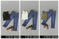 toy center cenm08 16 scale male sports vest jeans leather shoes set 3 colors fit for 12 action figure model body