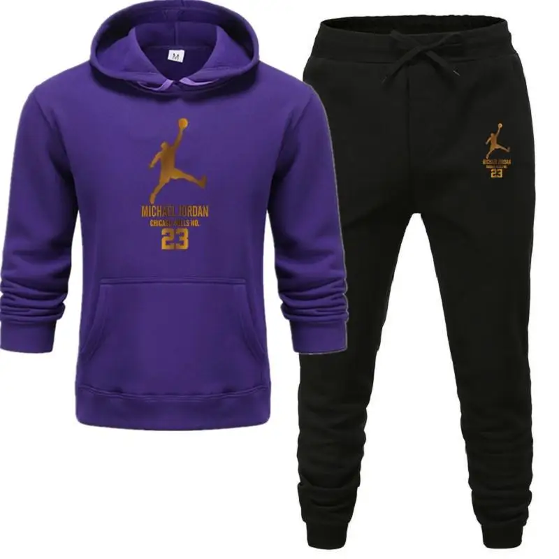 

New Men Hoodies Suit Tracksuit Sweatshirt Suit Fleece Hoodie+Sweat pants Jogging Homme Pullover 3XL Sporting Suit Male