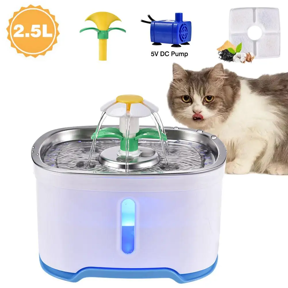

2.5л автоматический питомец кот фонтан с 4 режимами распыления и светодиодный светильник бесшумный умный насос для отключения питания диспе...