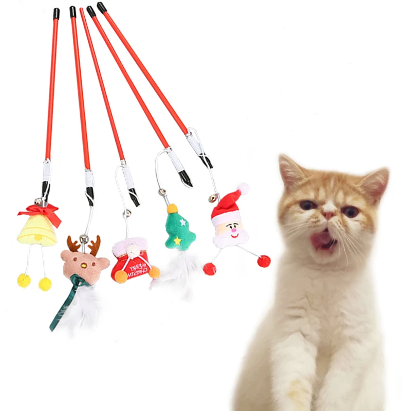 Кошачьи игрушки палка Санта-Кот Игрушка для кошек кошки интерактивные игрушки Рождественский Кот стержень Игрушка Кошка милый Кот Игрушка-палочка