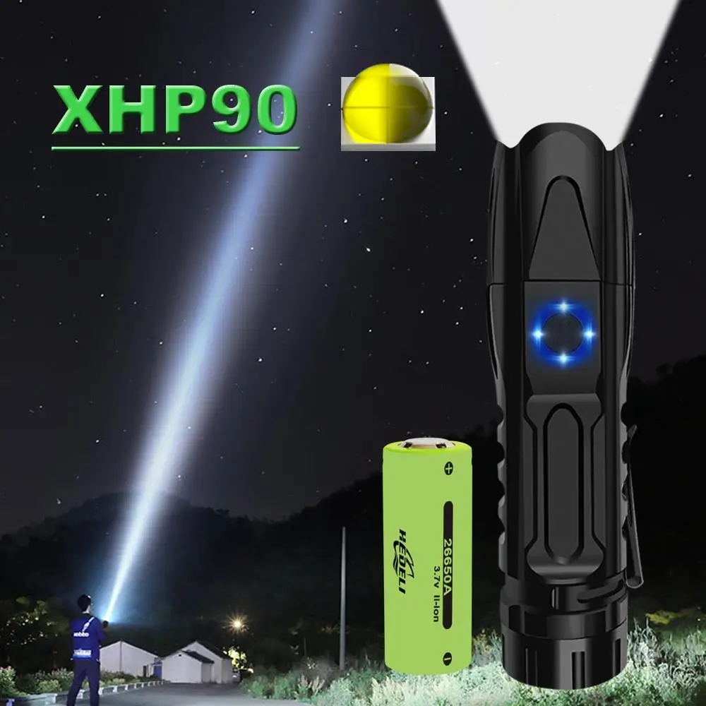 Супер яркий мини фонарик xhp90 самый мощный перезаряжаемый светодиодный для охоты