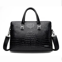 promotions new come mens pu leather crocodile pattern business handbag briefcase messenger shoulder bag handbags wholesale