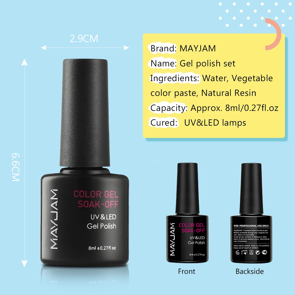 

2pcs Gel Nail Polish Semi-permanent Varnish Hybrid Gel Varnishes 8ml Vernis Soak Off UV LED Base and Top Coat for Gel Polish Art