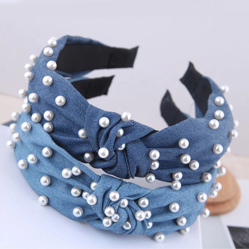 Обруч для волос с имитацией жемчуга женский однотонный аксессуар на голову