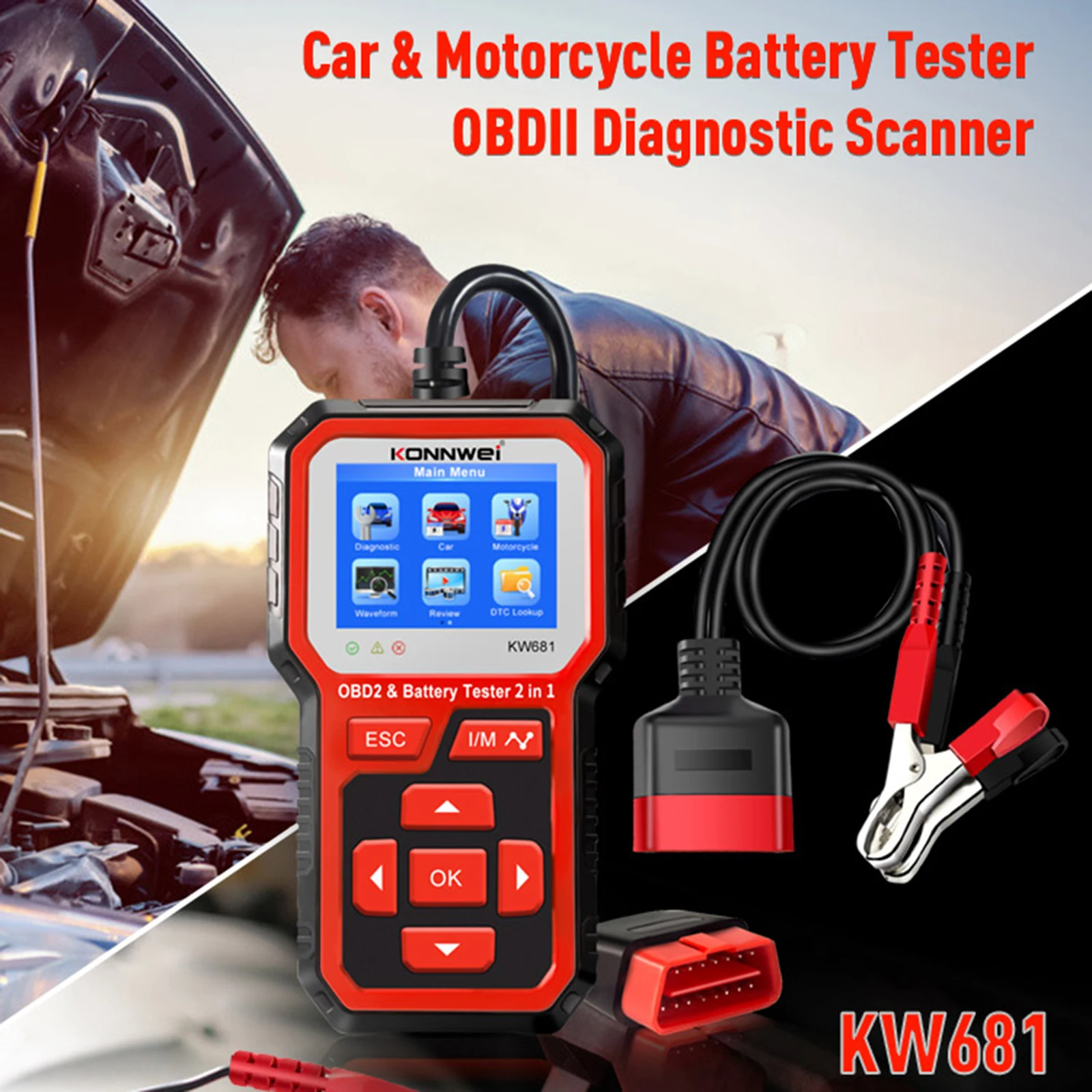 

2 in 1 OBD2 Scanner Car Check Engine Tool Auto Diagnostic Scanner
