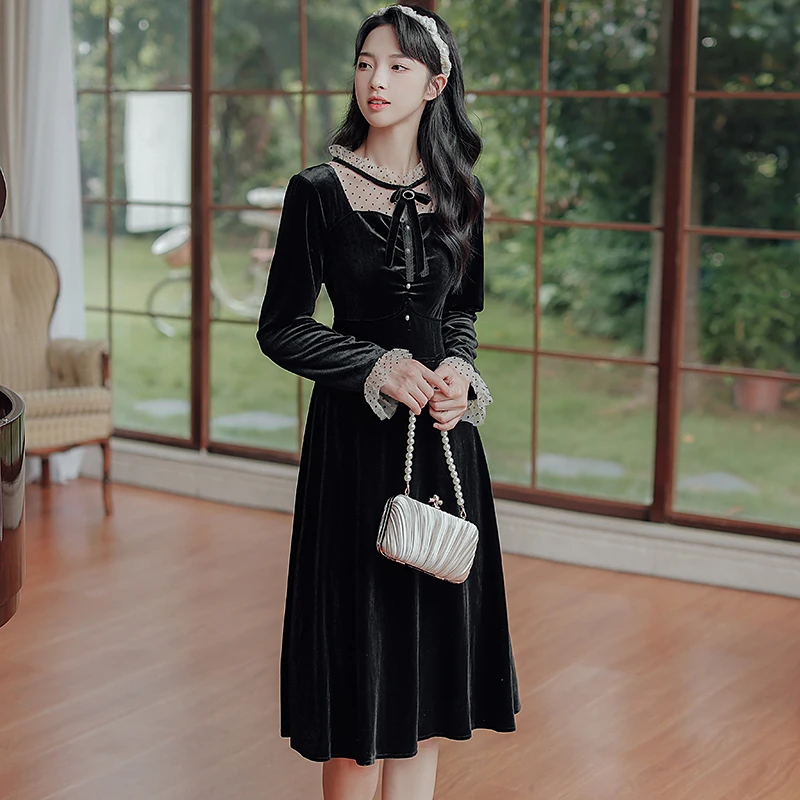 

No less than to film the spot French temperament spell color restoring ancient ways long-sleeved dress new fall...