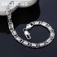 bayttling silver color 8 inch thread bracelet for woman man charm wedding jewelry birthday gift