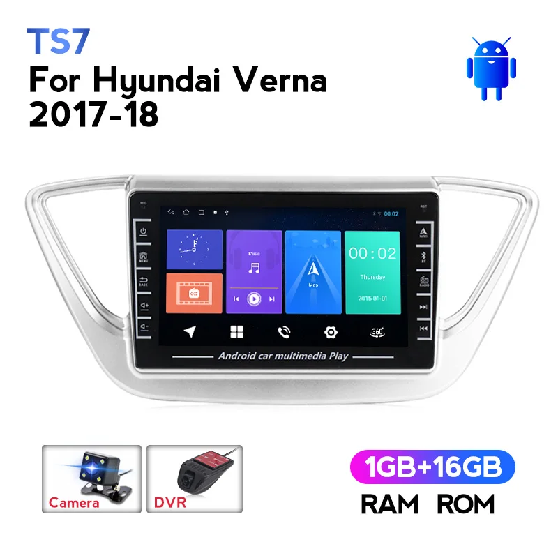 Автомагнитола 2 Din для Hyundai Solaris 2017-2018 мультимедийный видеопроигрыватель с HD