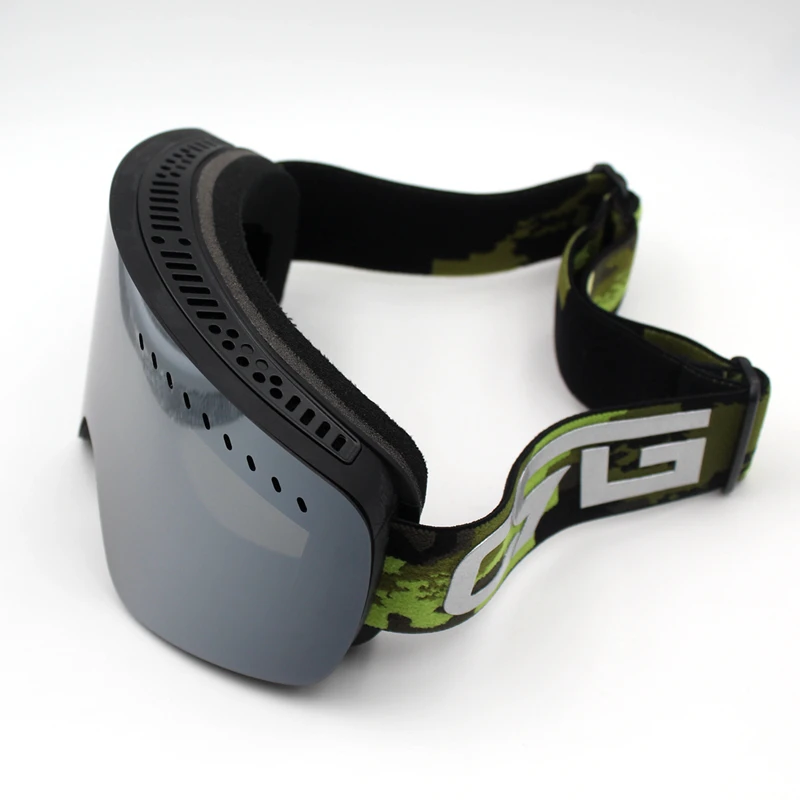 Серые линзы черная оправа лыжные очки с двойными линзами UV400 анти туман большая