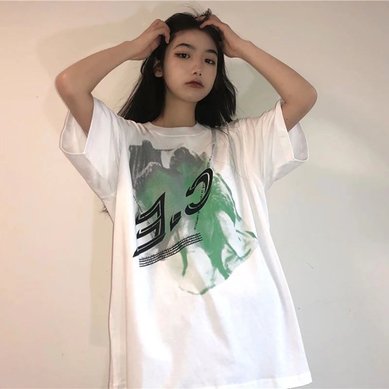 INS Супер Популярные Ретро Модный бренд печатных короткий рукав женская футболка