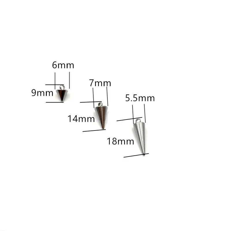 100 шт. Панк конические подвески из нержавеющей стали геометрические для браслета