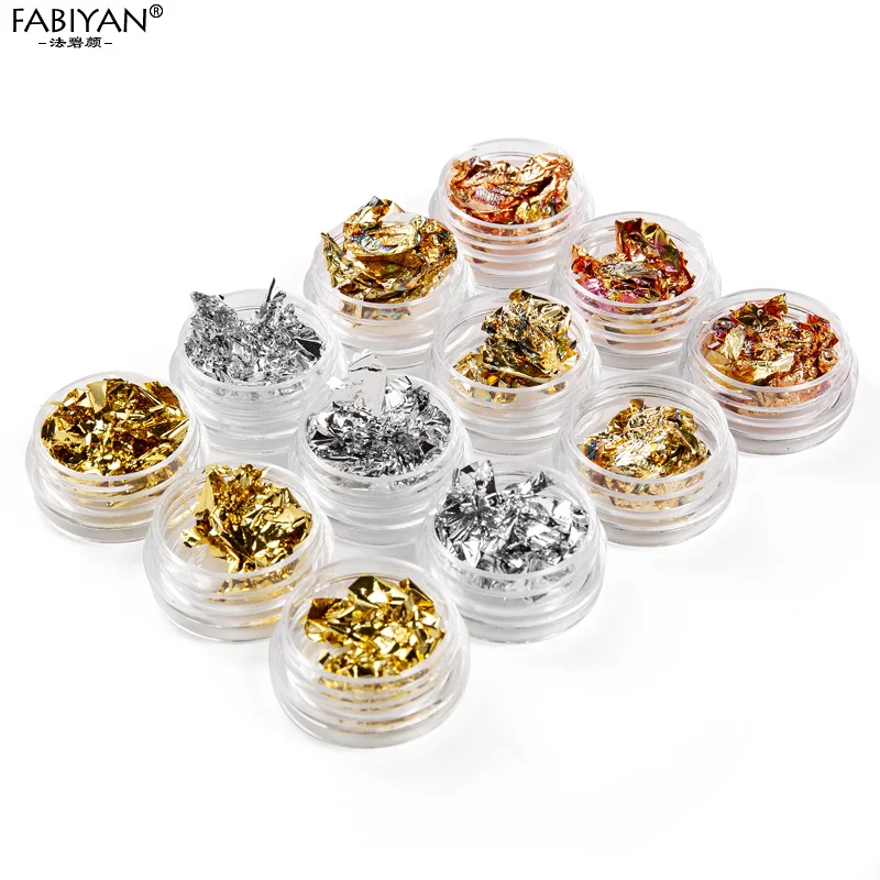 3/12 коробок золотые серебряные медные блестящие фольги для дизайна ногтей чипы