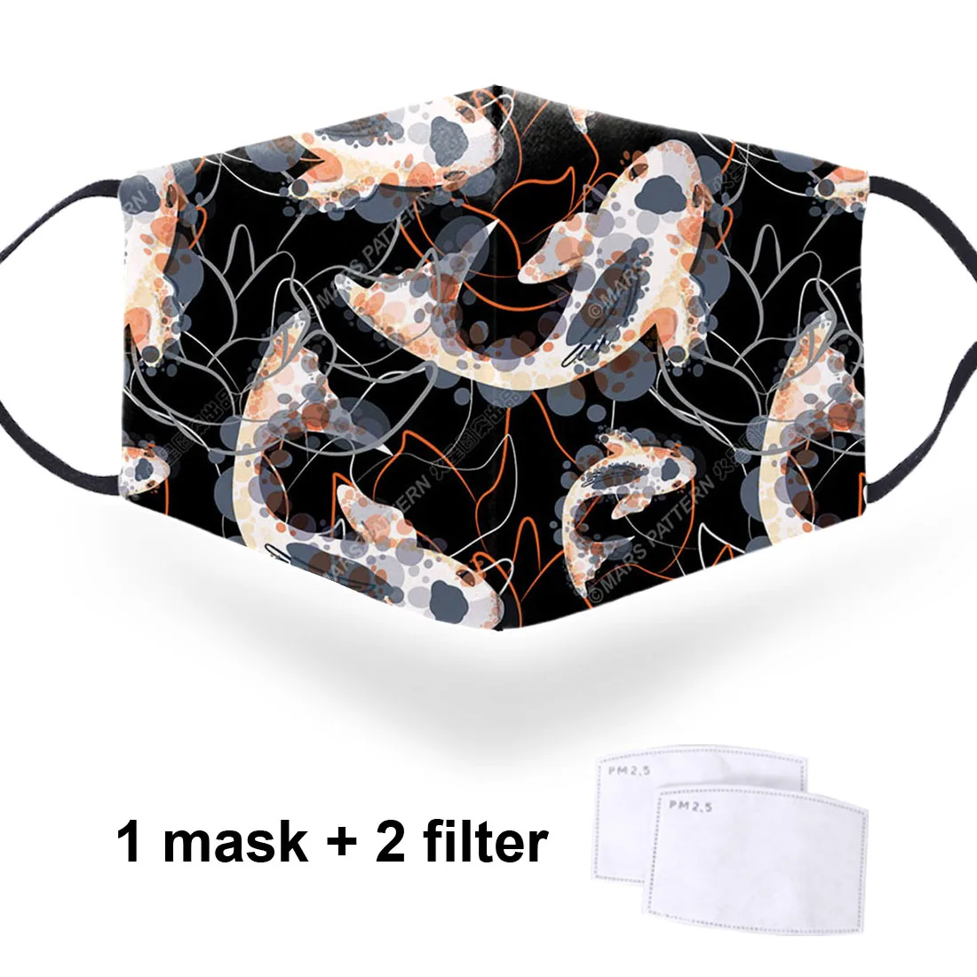 

Goldfish 3D Print Mask Adjustable PM2.5 Activated Carbon Filter Paper Male Adult Washable Windproof Masks Dustproof Mascarillas