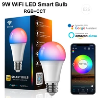 bluetooth compatible wifi remote siri voice control 9w rgb dimmable e26 wifi led magic lamp work with alexa google home