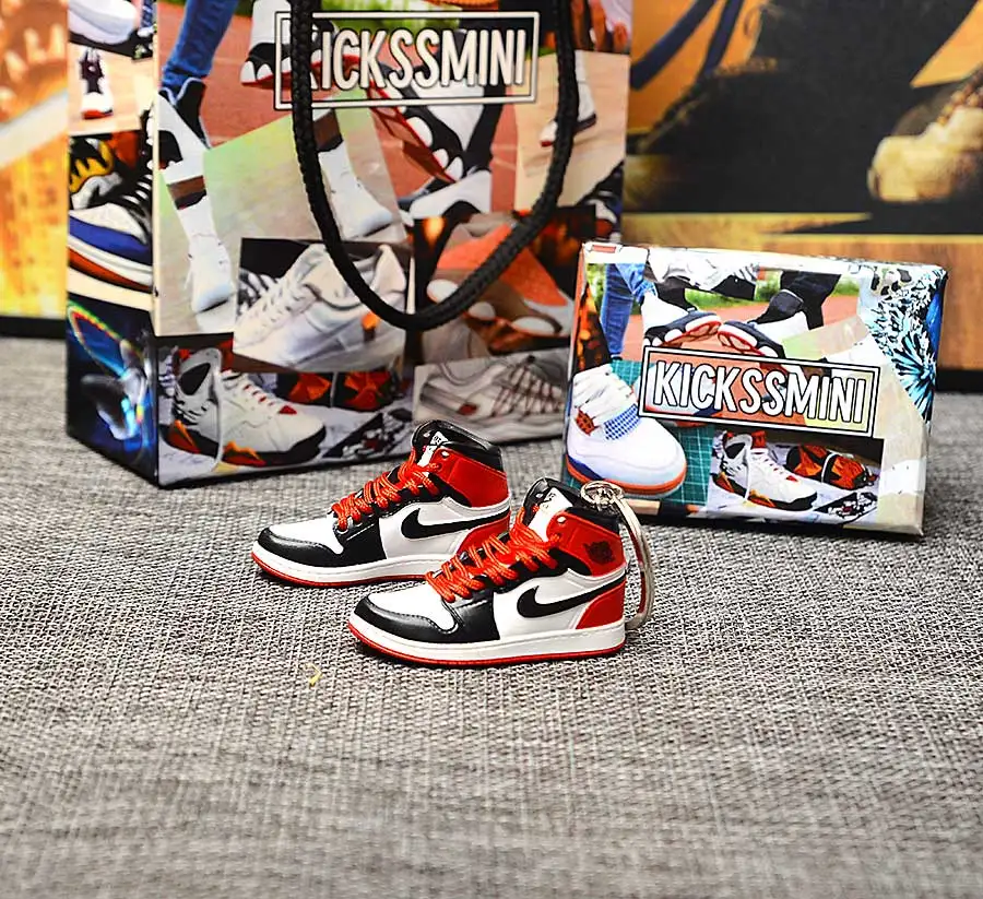 a pair w metal ring Персональный DIY Jordan Generation AIR JORDAN 1 chicago 3D кроссовок фигурный брелок сумка Подвеска парный брелок - Цвет: a pair w metal ring