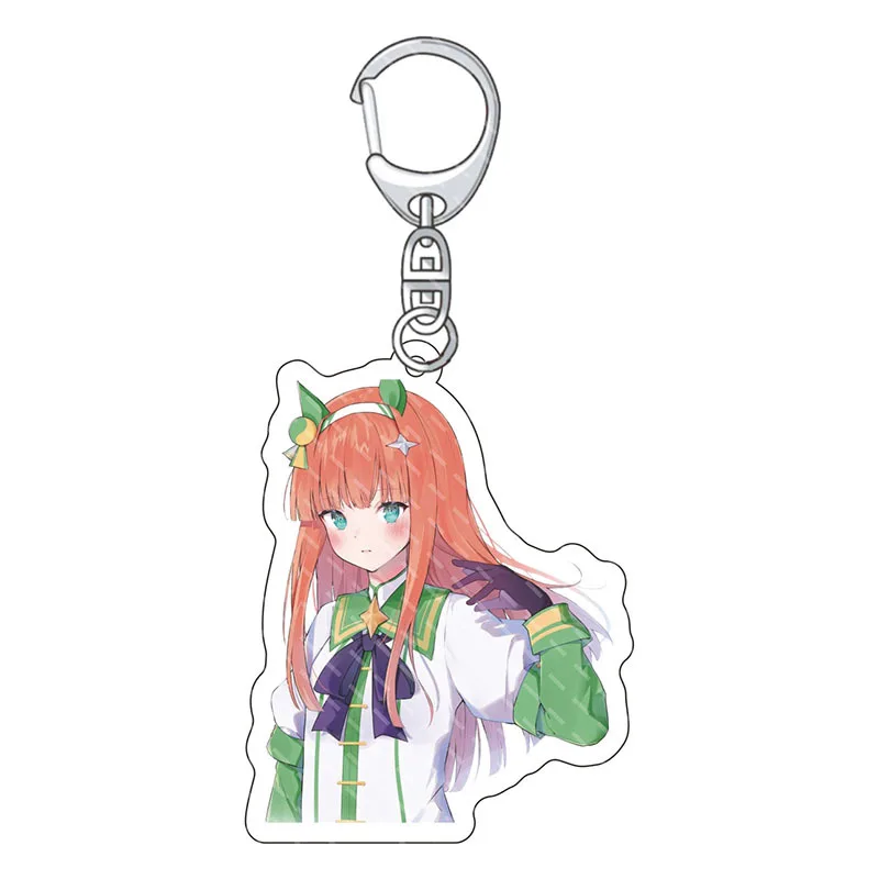 

Classic Anime Pretty Derby Women Keychains Acryli Standing Charms Man Key Chain Keyring Jewelry Silver Color Llaveros Tokai Teio