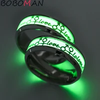 couple stainless steel luminous finger ring for women men glowing in dark love couple wedding bands jewelry gift accessories