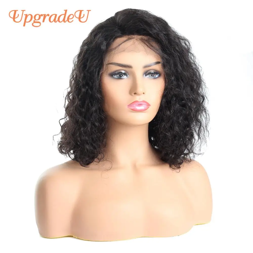 UpgradeU Bob Curly Lace Front Wig 150 Density Short Bob Curly Human Hair Wigs Preplucked Brazilian Lace Front Human Hair Wigs
