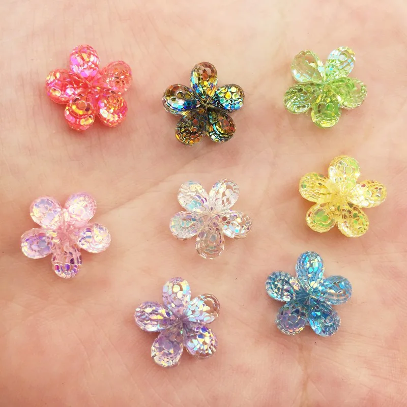 

200PCS Mix Resin Glitter Paillette Filled 12mm Flower Crystal Flatback Rhinestone Scrapbook DIY Wedding Applique Ornaments SF919