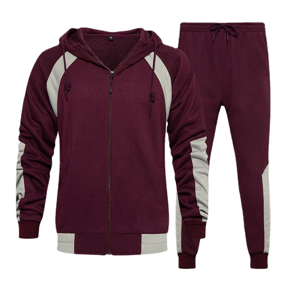 

Мужская спортивная одежда в стиле пэчворк, свободная стильная Осенняя толстовка + брюки, повседневный спортивный костюм из двух предметов, ...