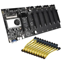 btc mining motherboard set with cpu fan 8xpcie 16x graphics card slot10 power cords memory adapter vga motherboard