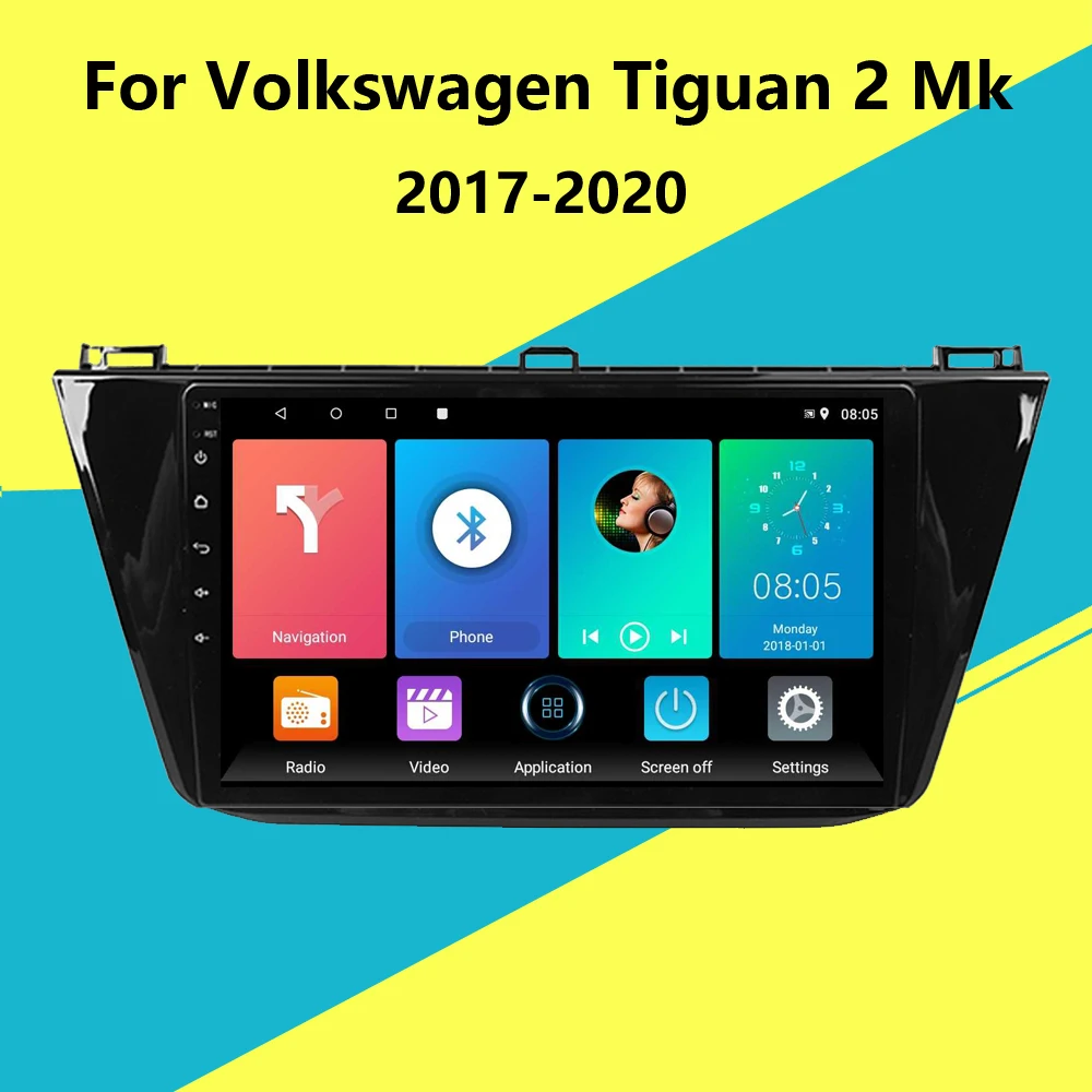 Автомагнитола 2 Din мультимедийный видеоплеер навигатор GPS Android для Volkswagen Tiguan Mk 2017