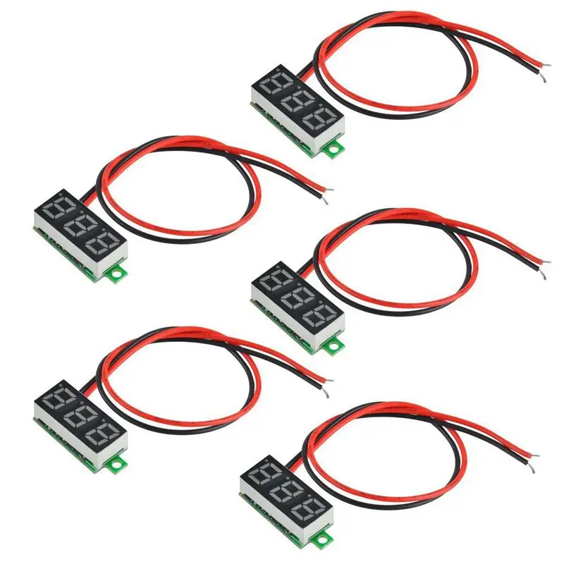 5Pcs Mini Digital DC Voltmeter 0.28 Inch Two-Wire 2.5V-30V Voltage Tester Meter 5 Colours | Инструменты