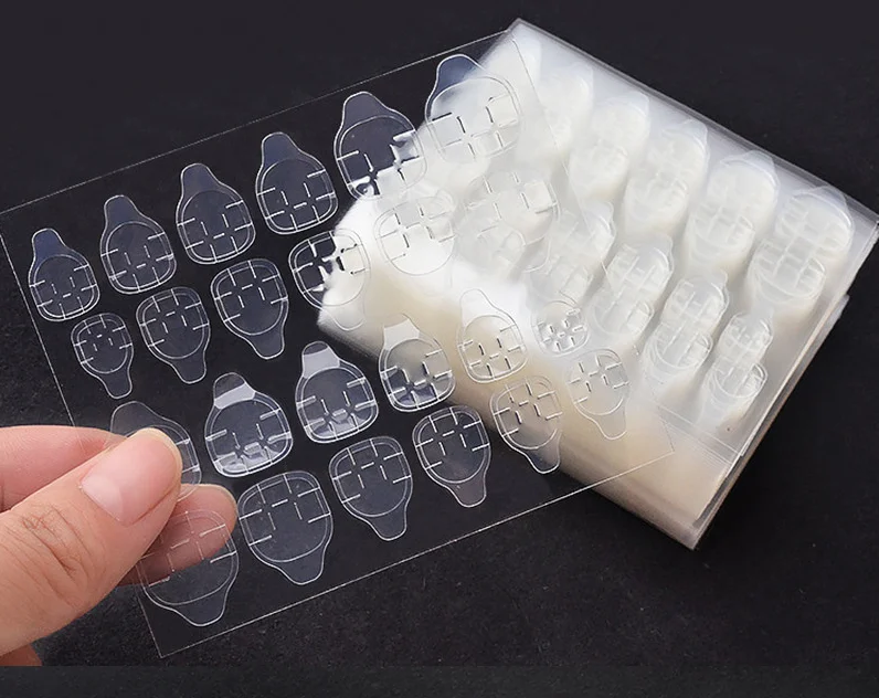 1 лист Двусторонняя Ложные Nail Art самоклеющейся лентой клея Стикеры DIY Советы
