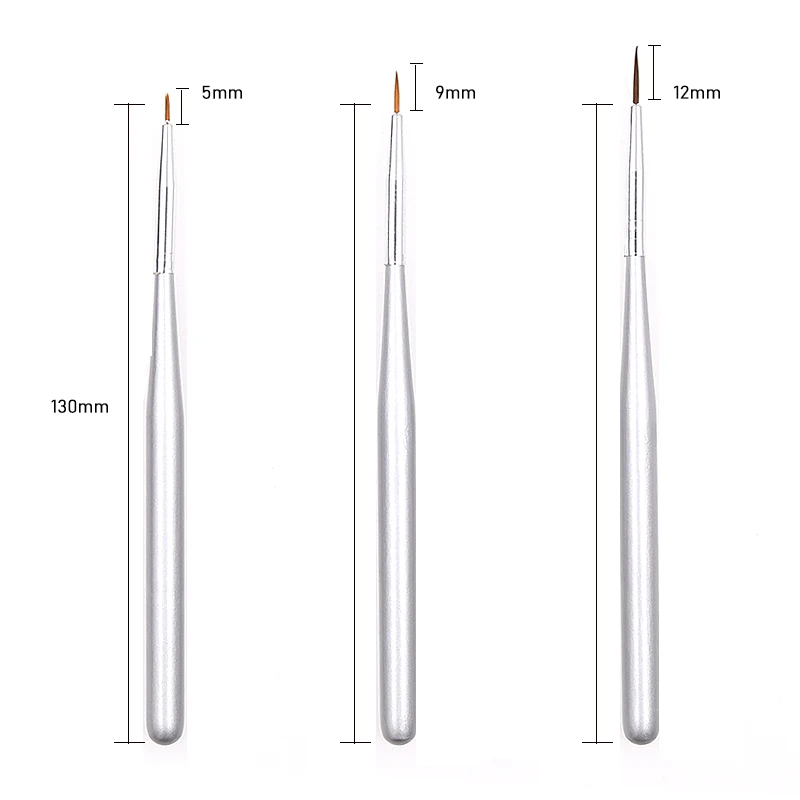 Кисть для дизайна ногтей 3 шт./компл. Хрустальная акриловая тонкая ручка-лайнер