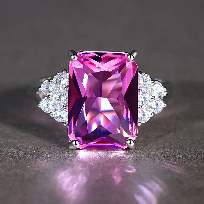 

Carofeez Fashion Women Ring Luxury Purple Rhinestones Crystal Wedding Ring For Women Jewelry Bridal Engagement Statement Gift