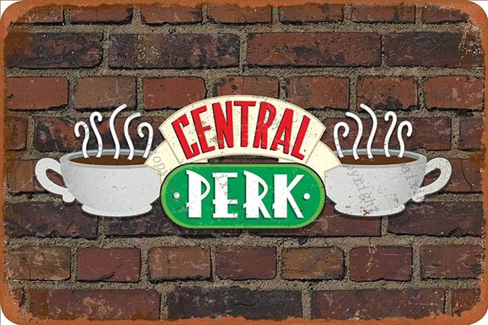 

Central Perk Retro Tin Sign Vintage Poster Plaque Wall Decor for Bar Cafe Garden Bedroom Office Hotel 20x30 cm