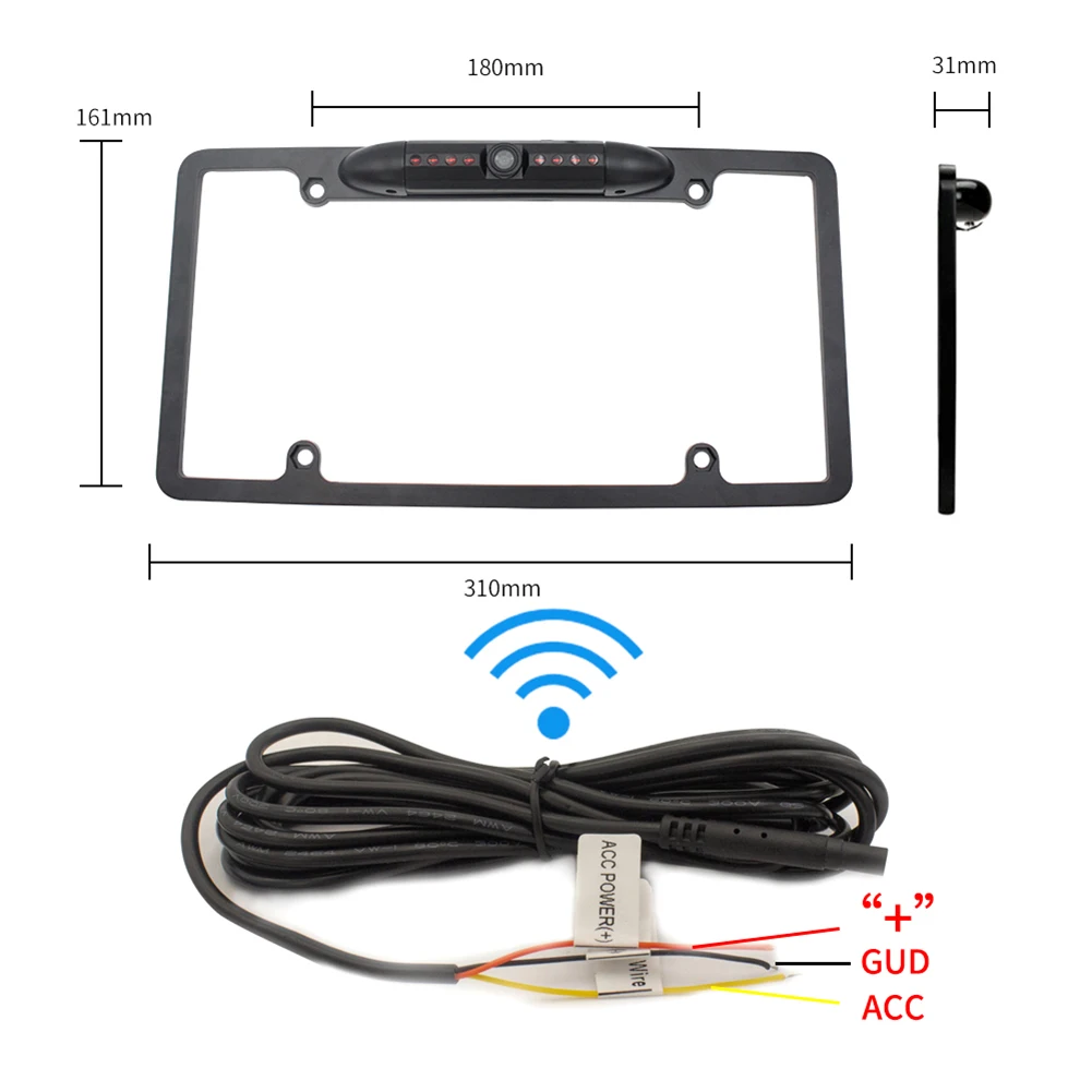 

WiFi Digital Wireless Backup Camera for iPhone/Android IP69 Waterproof Car License Plate Frame Camera for Car Truck SUV Pickup